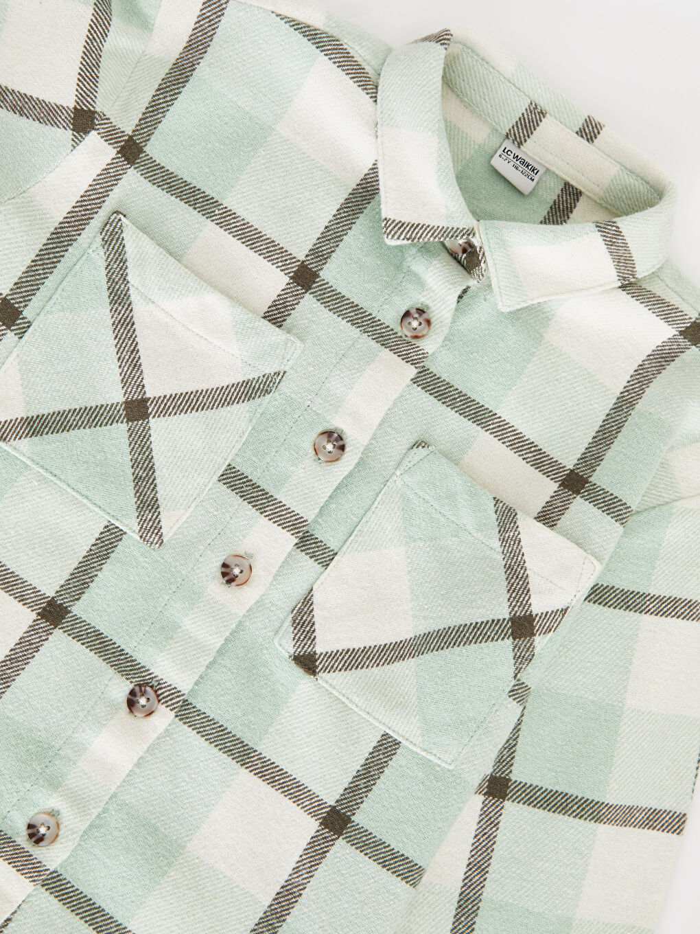LCW Kids Plaid Long Sleeve Gabardine Girl Shirt -W23773Z4-LME