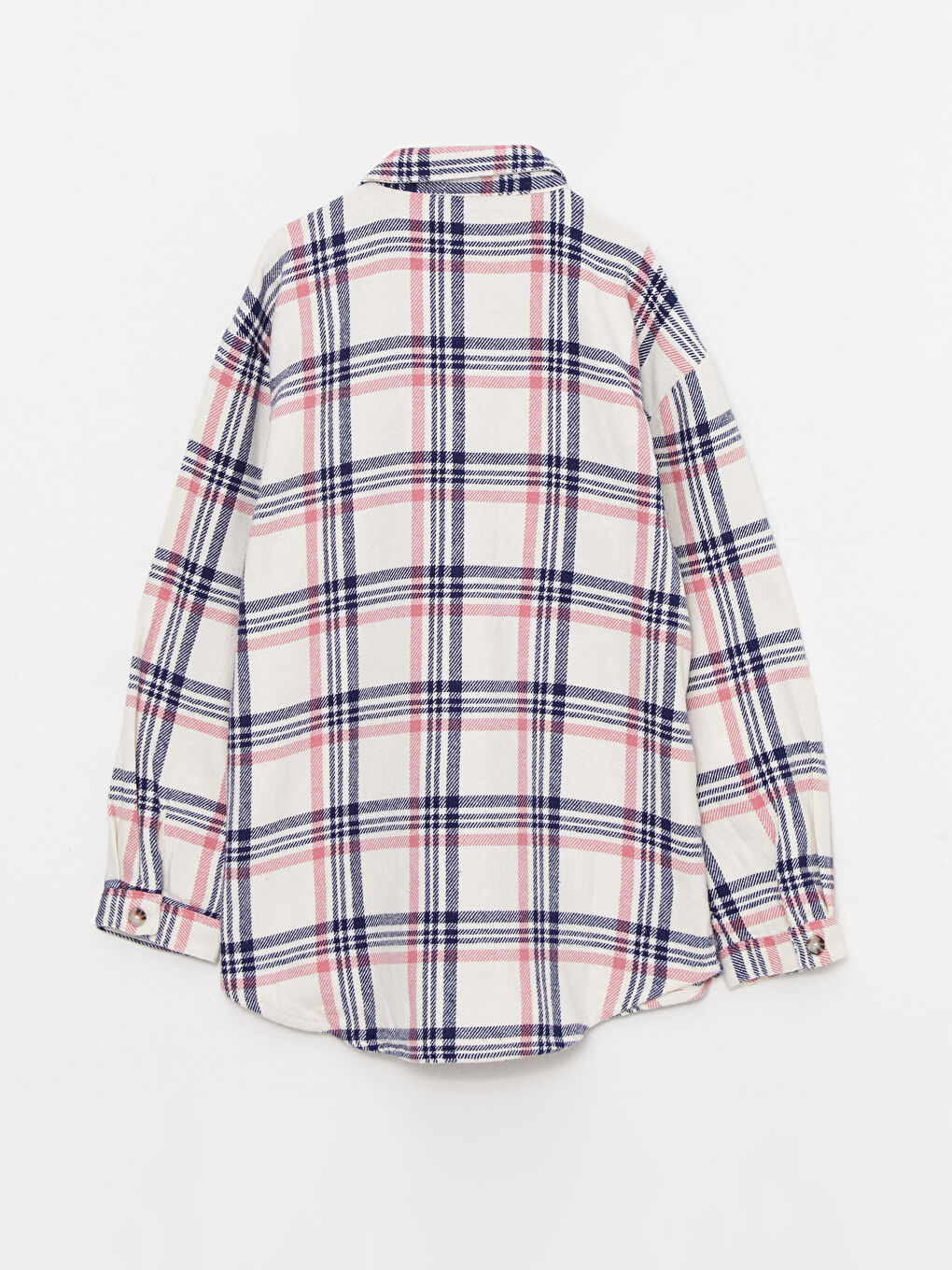 Chemise Fille à Manches Longues en Gabardine Écossaise-1