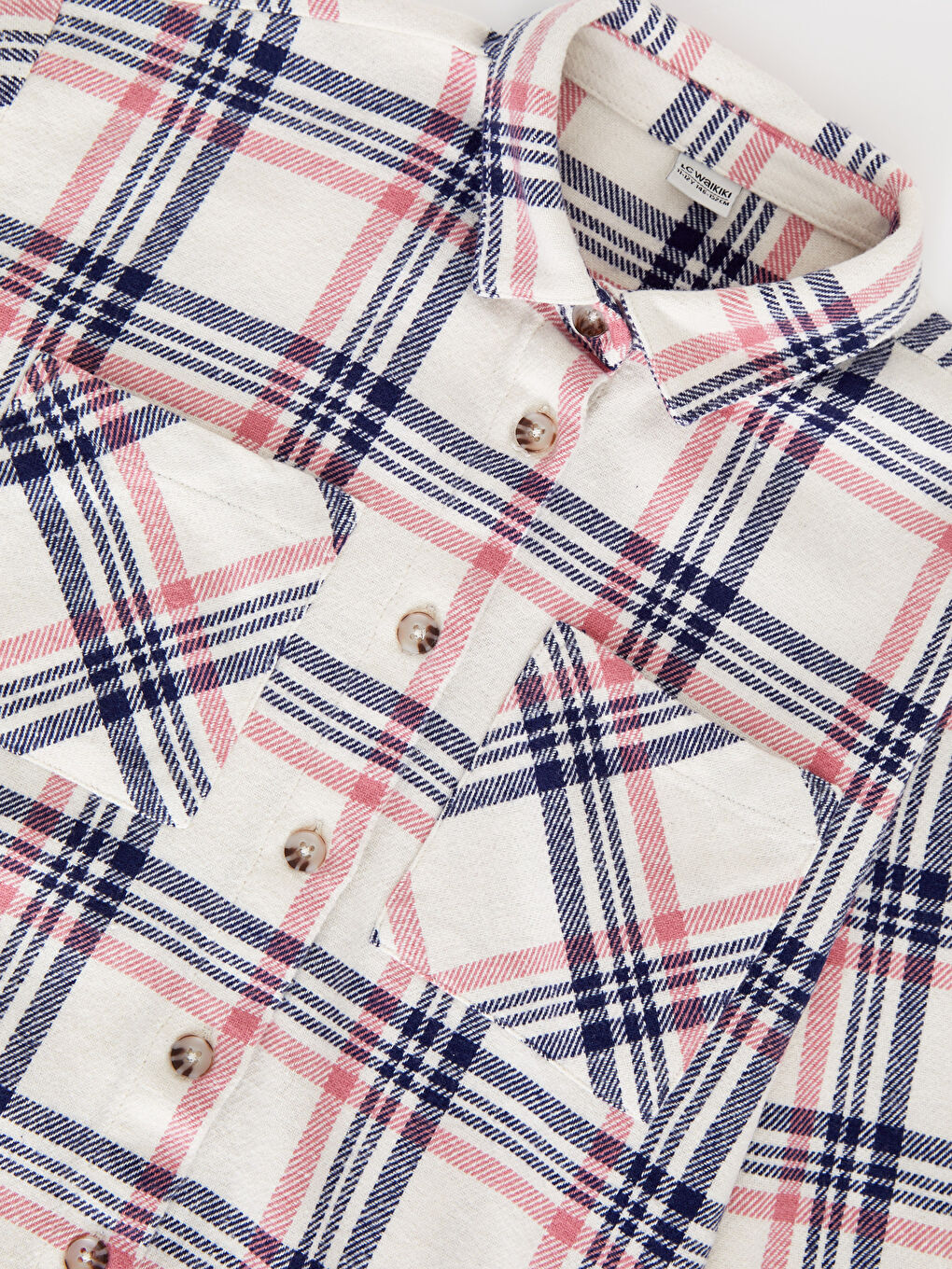 Chemise Fille à Manches Longues en Gabardine Écossaise-2