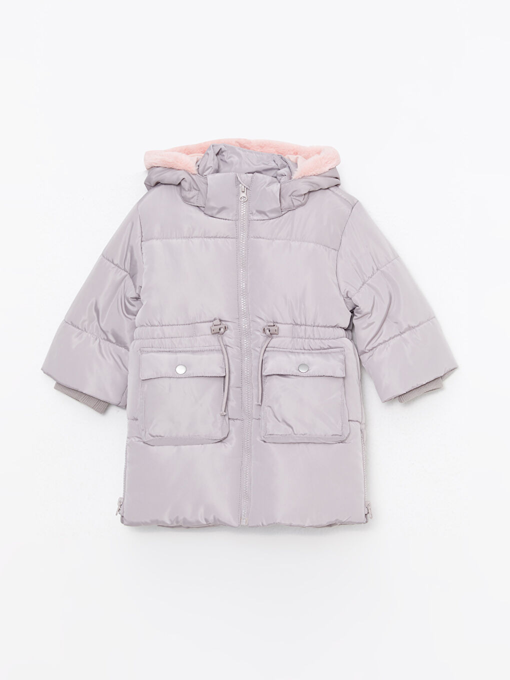 Капюшонды ұзын жеңді негізгі қыз балаға арналған пальто