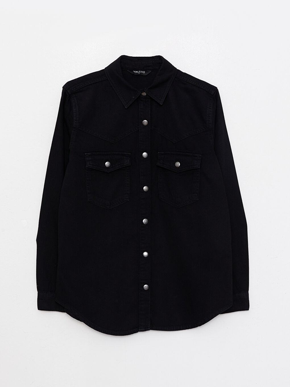 Front Button Closure Straight Long Sleeve Women's Rodeo Jean Shirt-5