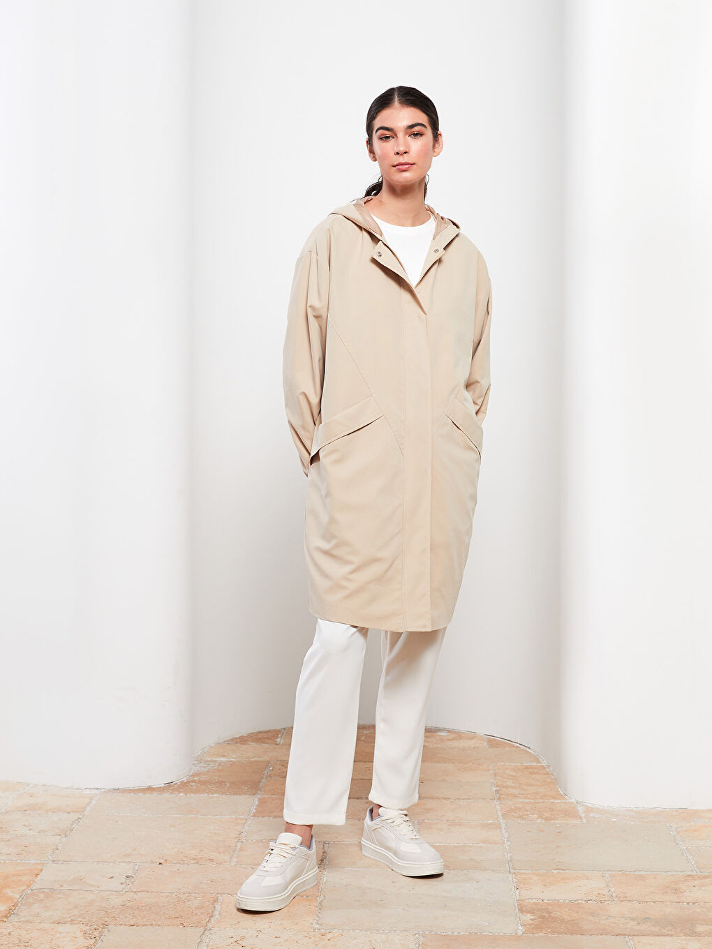LCW Modest Women's Hooded Plain Coat -W23818Z8-S3X