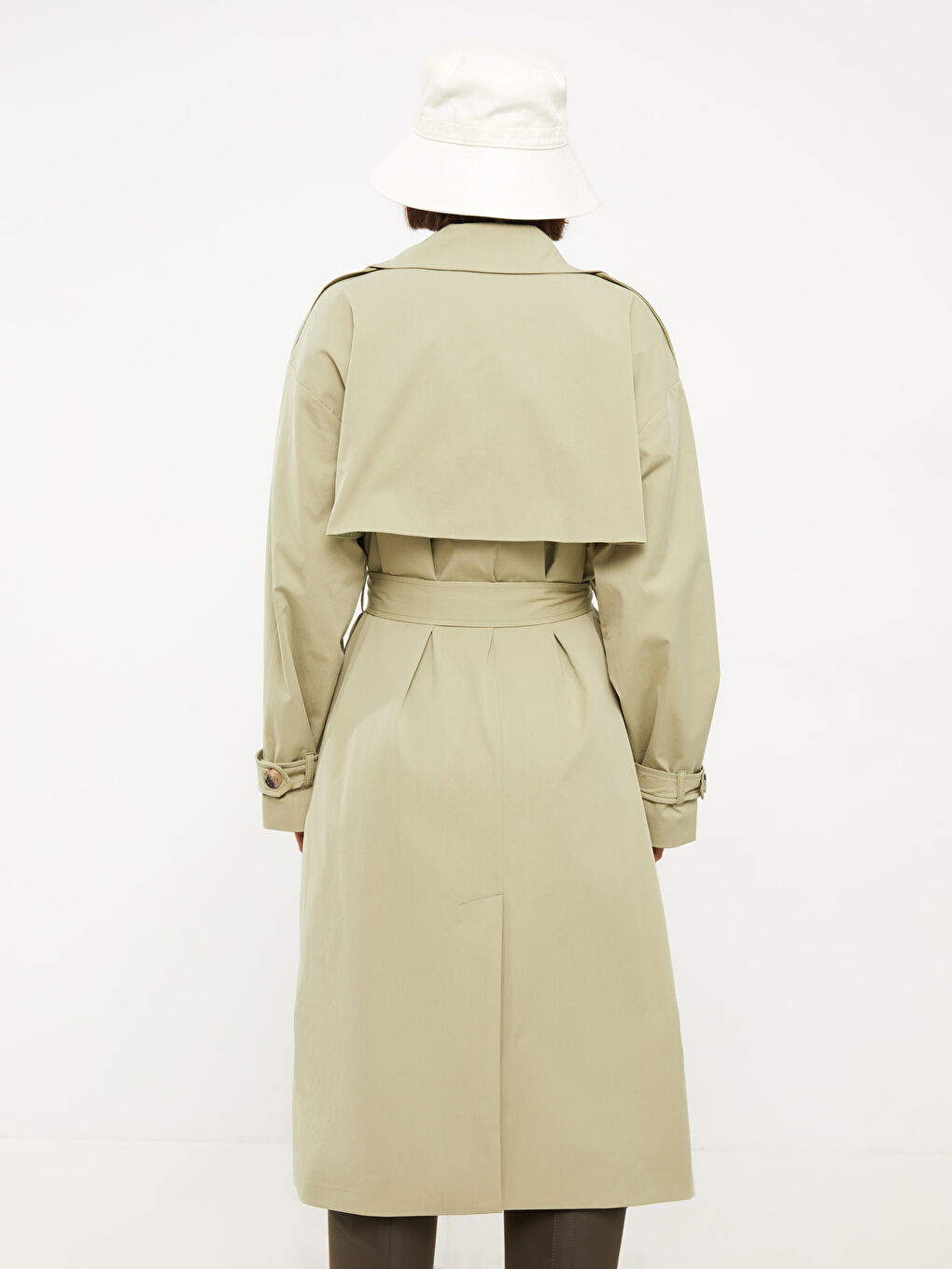 LCW Modest Jacket Collar Regular Long Sleeve Women's Trench Coat -W23819Z8-SEV