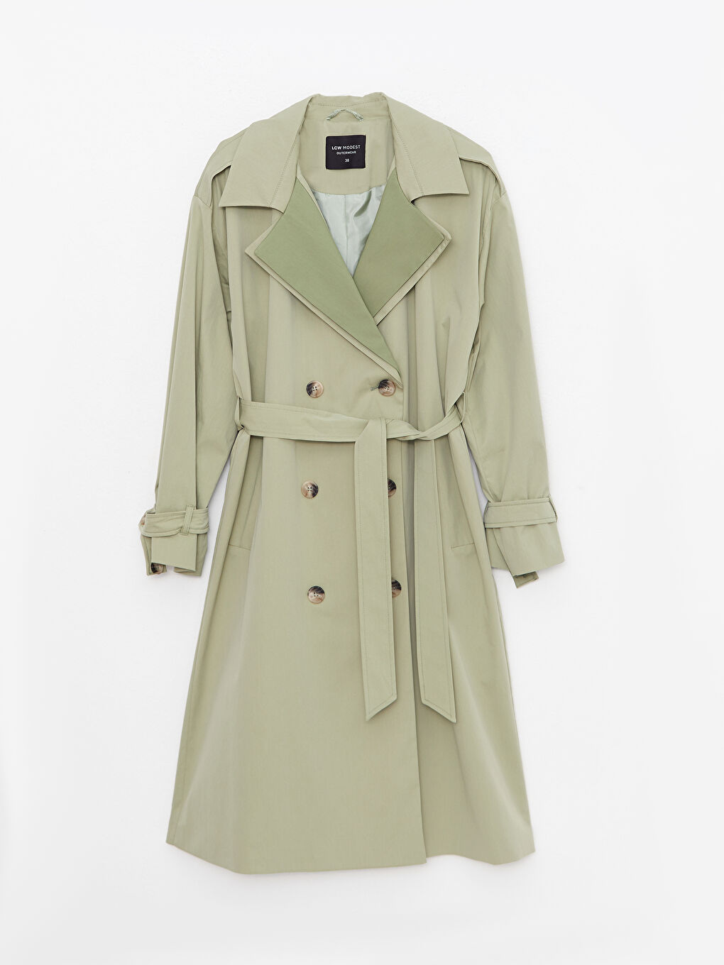 LCW Modest Jacket Collar Regular Long Sleeve Women's Trench Coat -W23819Z8-SEV