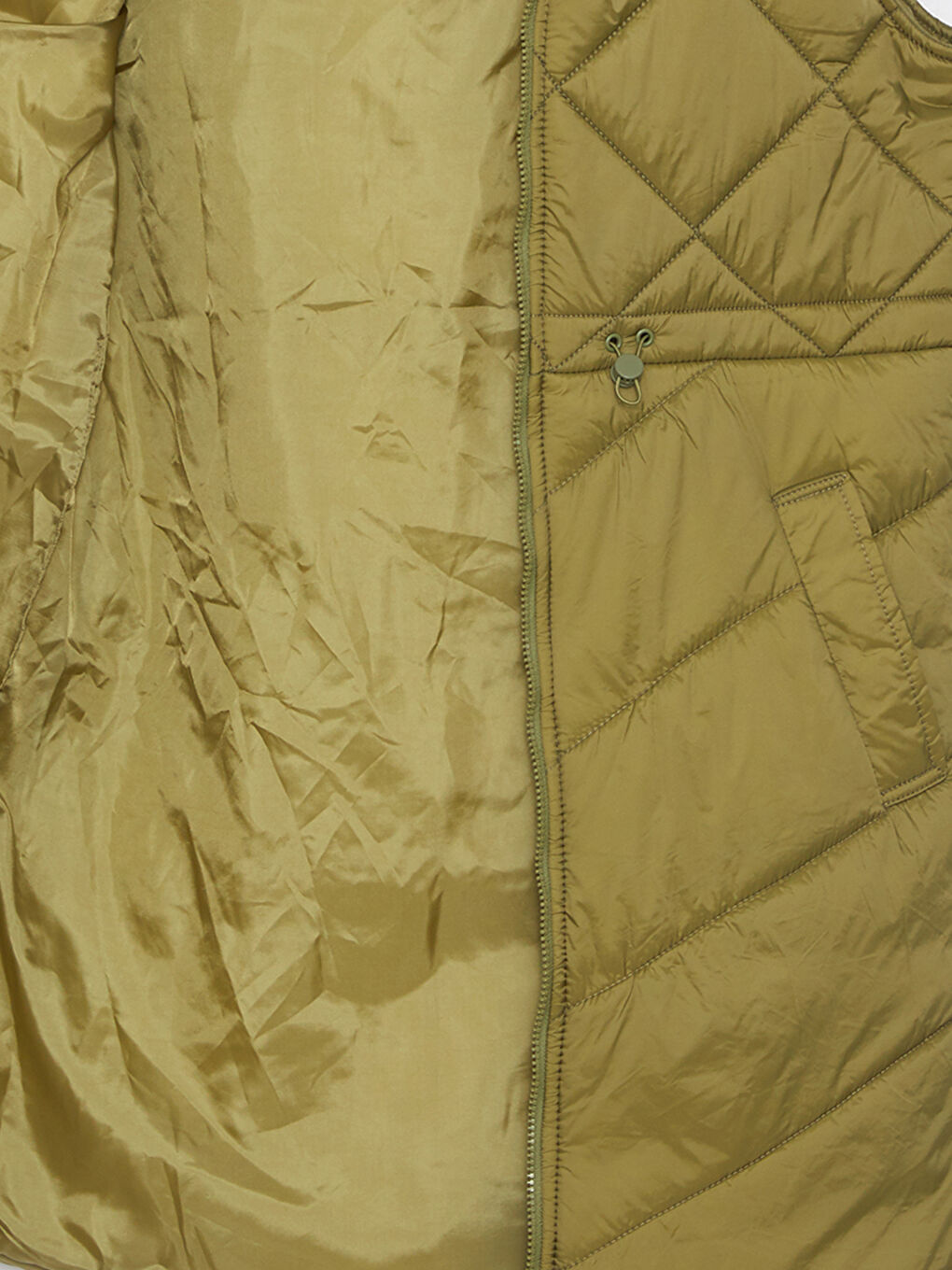 Haki Kapüşonlu Kapitone Desenli Kadın Şişme Yelek-7