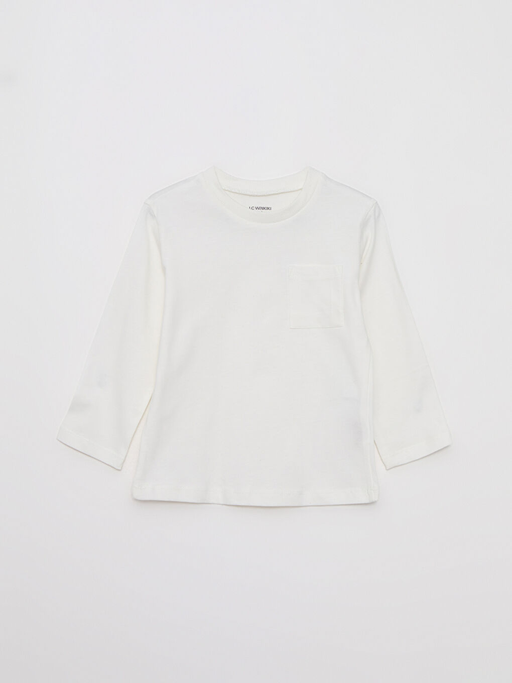 Ekru Bisiklet Yaka Uzun Kollu Basic Erkek Bebek Tişört