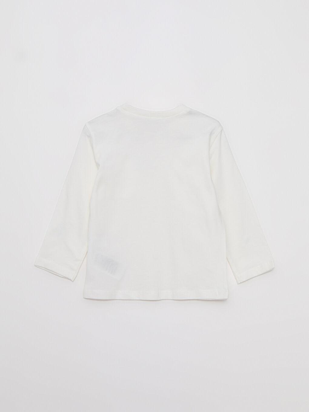 Ekru Bisiklet Yaka Uzun Kollu Basic Erkek Bebek Tişört-1