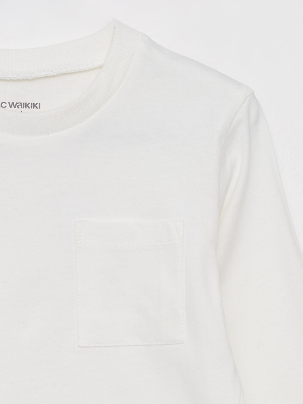 Ekru Bisiklet Yaka Uzun Kollu Basic Erkek Bebek Tişört-2