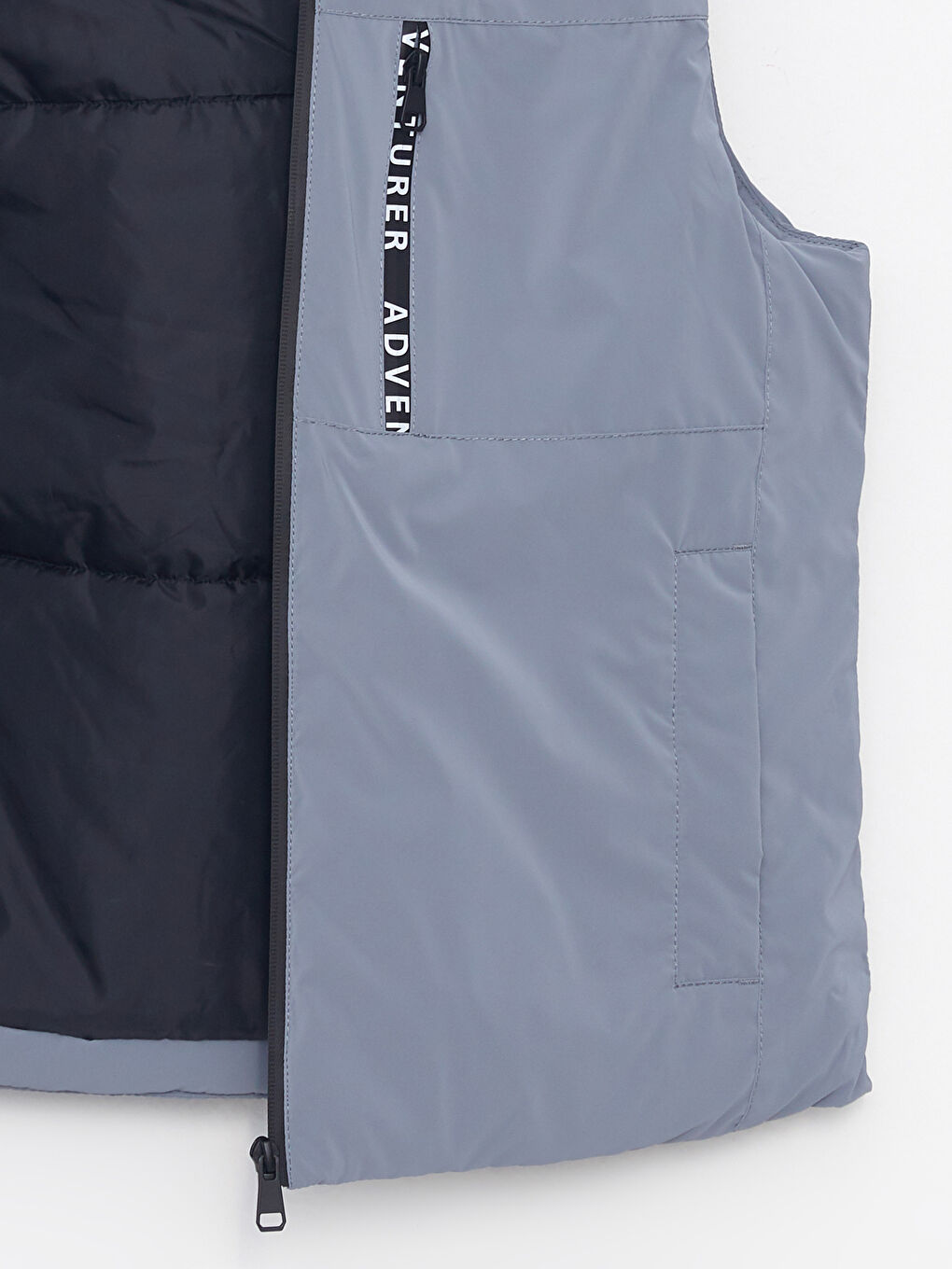 Gri Kapüşonlu Baskılı Kadın Outdoor Şişme Yelek-7