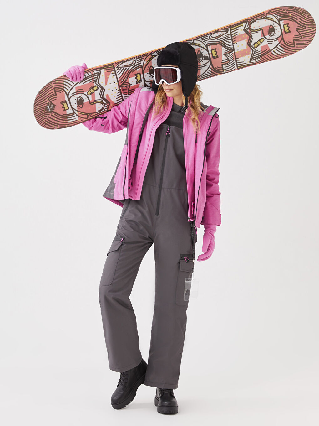 LC Waikiki Hooded Color Block Long Sleeve Women's Ski Jacket -W23841Z8-GWG
