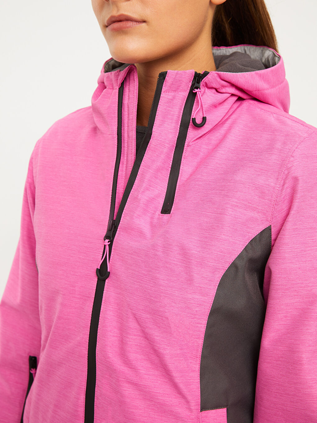 LC Waikiki Hooded Color Block Long Sleeve Women's Ski Jacket -W23841Z8-GWG