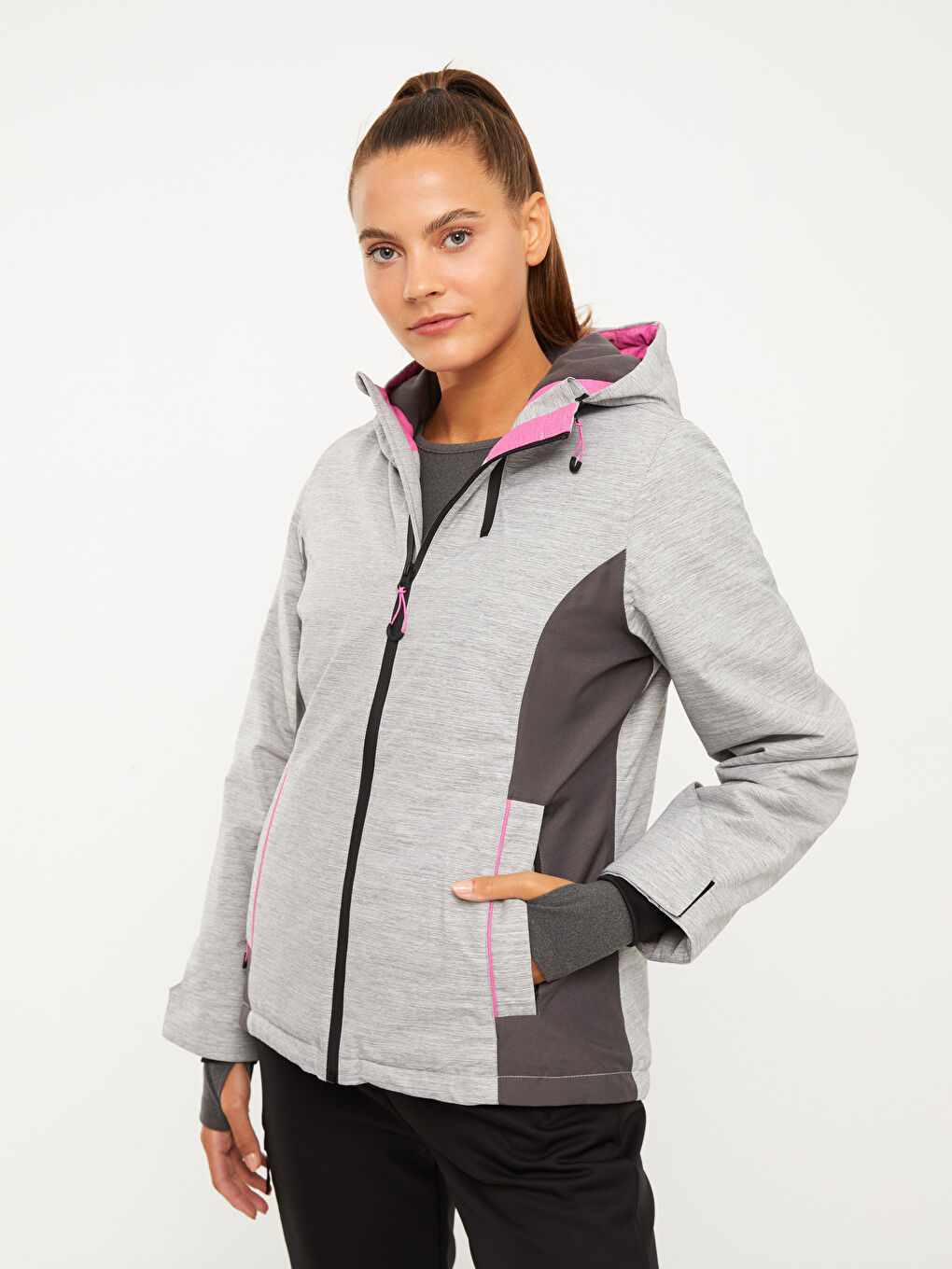 LCW OUTDOOR Hooded Color Block Long Sleeve Women's Ski Jacket -W23841Z8-S8P