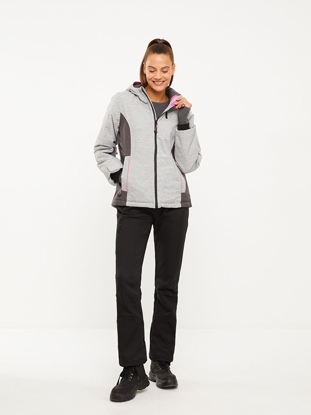 LCW OUTDOOR Hooded Color Block Long Sleeve Women's Ski