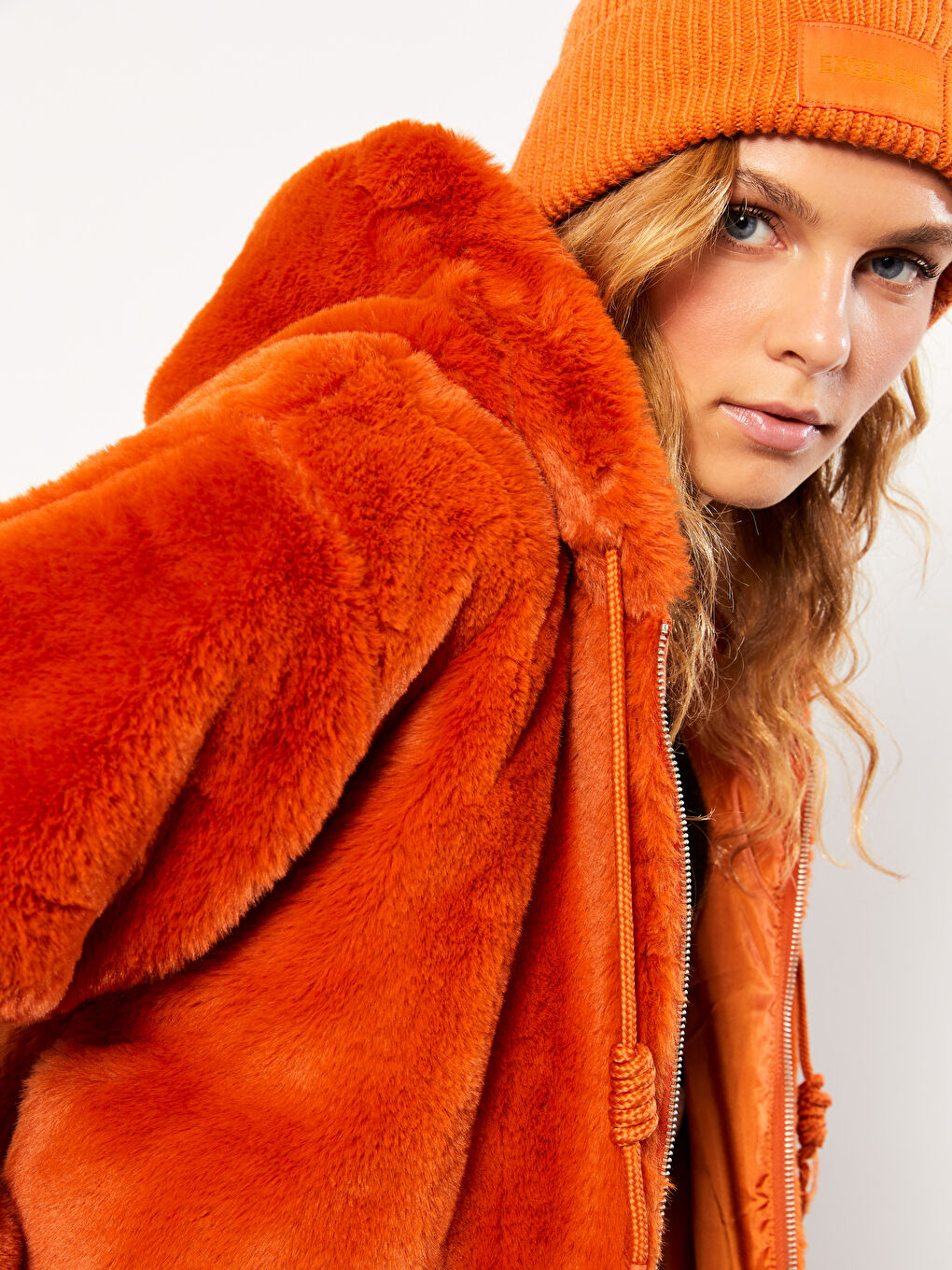 Mit Kapuze Regulär Langarm Plüsch Damenmantel-2