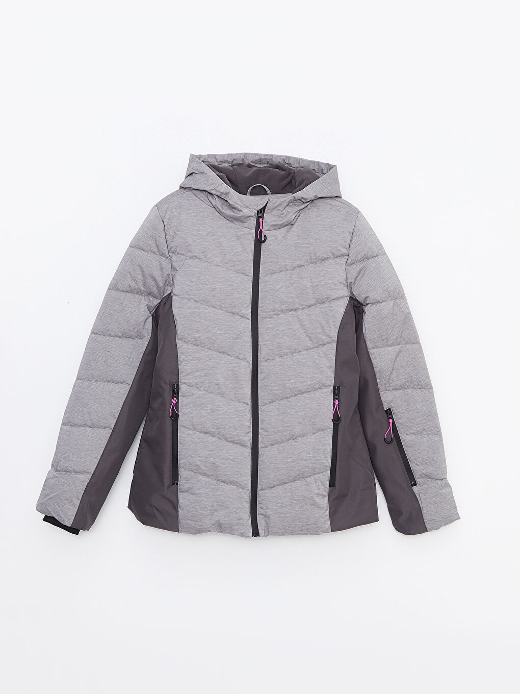 LCW OUTDOOR سترة تزلج نساء بقبّ بلوك ديال الألوان كم طويل -W23843Z8-LAL