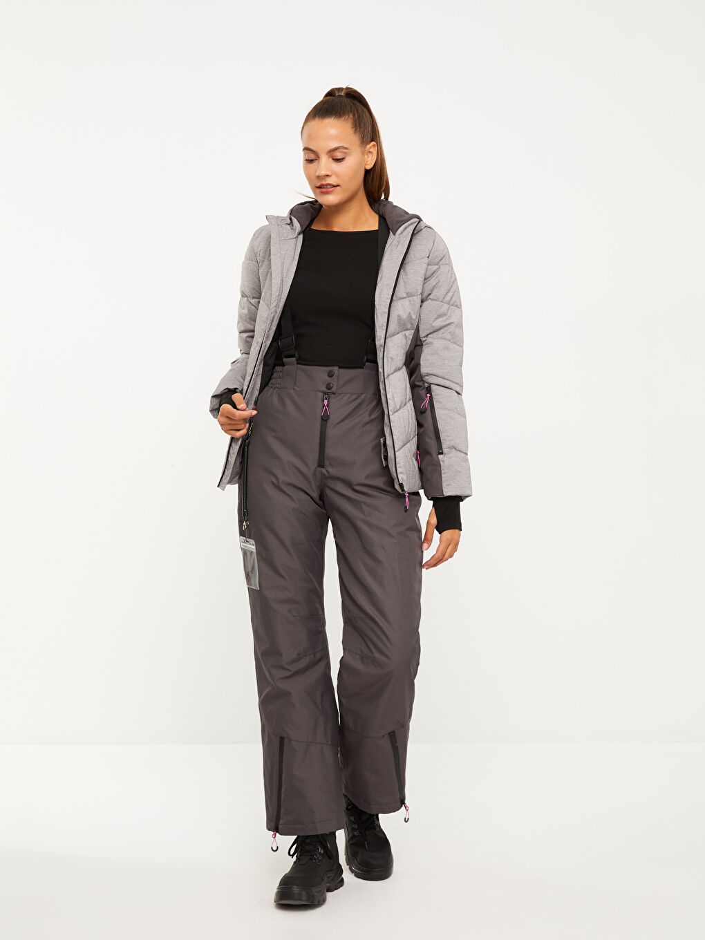 LCW OUTDOOR Reflector Printed Strap Detail Women's Ski Pants -W23848Z8-UXA