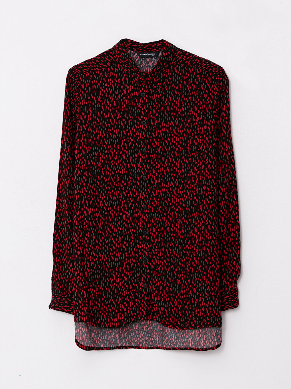 Front Button Closure Patterned Long Sleeve Viscose Women's Shirt-5