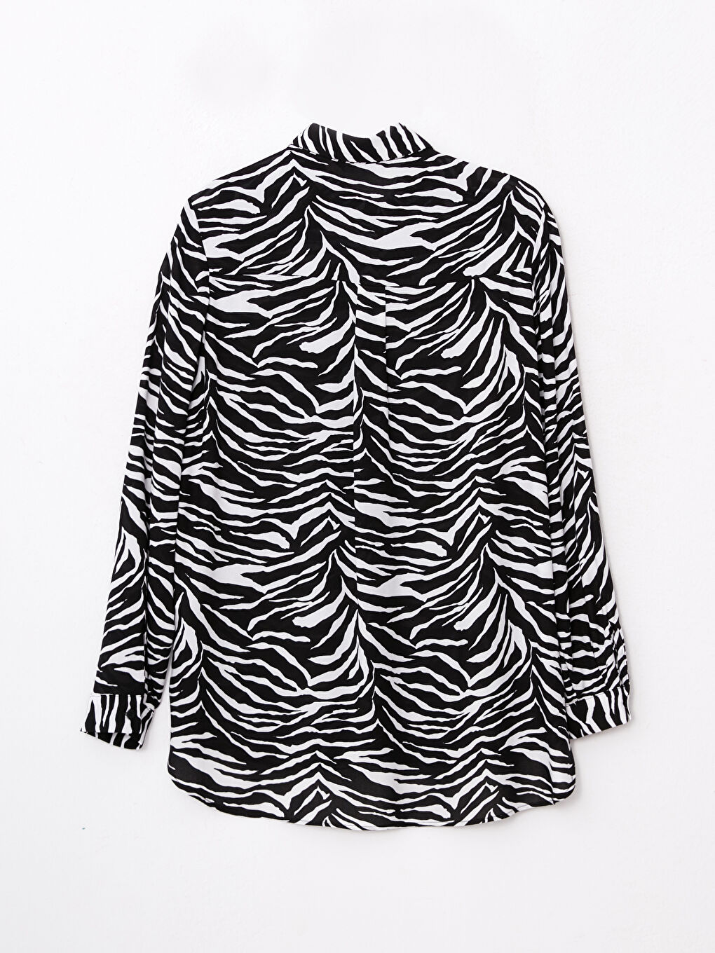 Front Button Closure Patterned Long Sleeve Viscose Women's Shirt-6