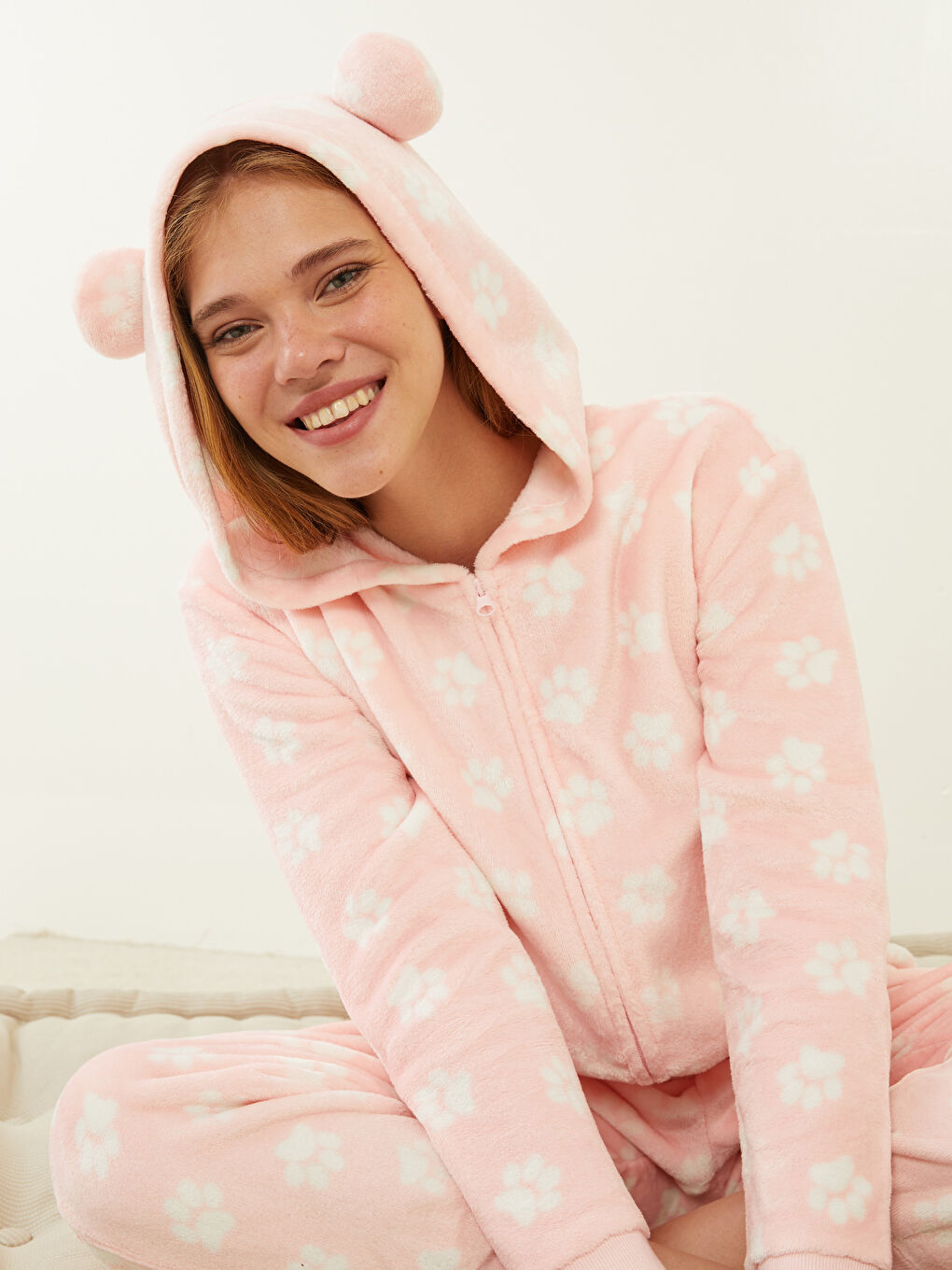 LCW DREAM Hooded Patterned Long Sleeve Women's Jumpsuit -W23860Z8-LSZ