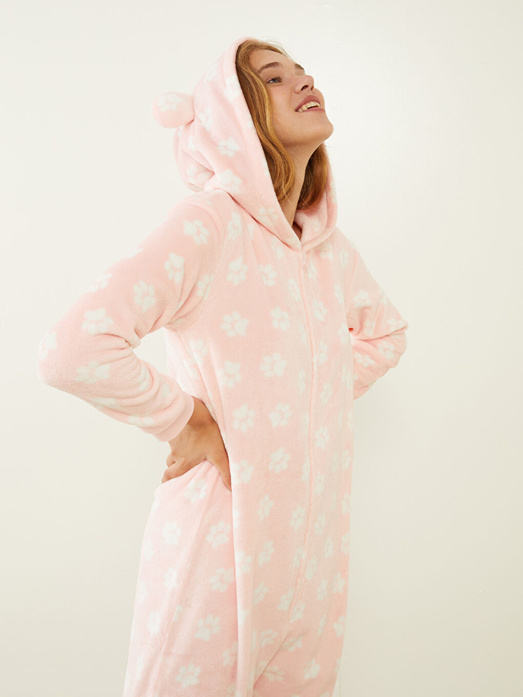 LCW DREAM Hooded Patterned Long Sleeve Women's Jumpsuit -W23860Z8-LSZ