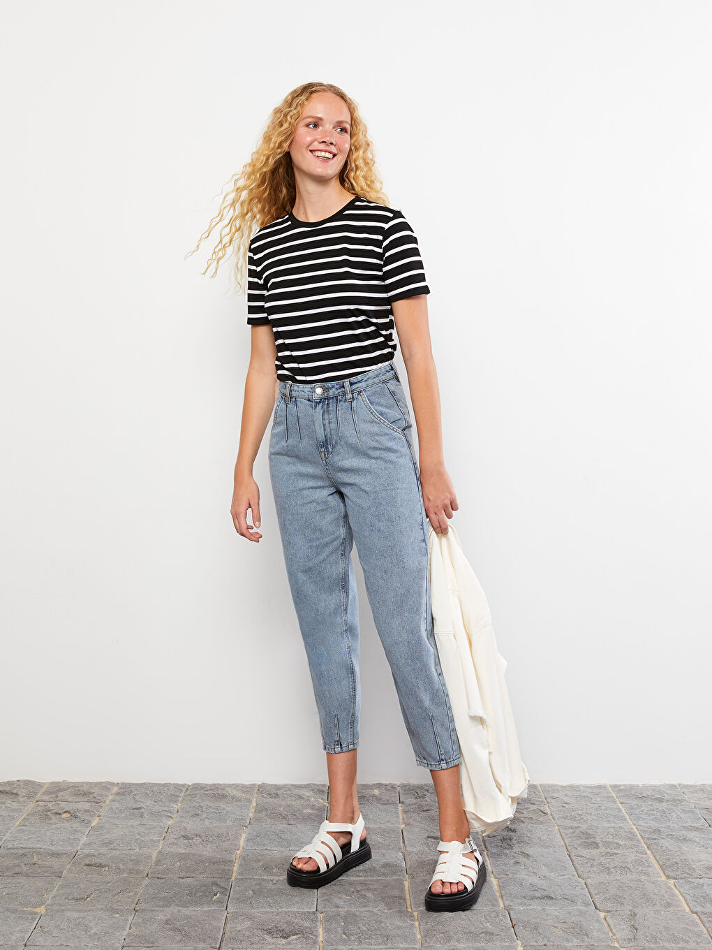 LCW Jeans High Waist Slouchy Straight Pocket Detailed Women's Rodeo Jeans -W23875Z8-311