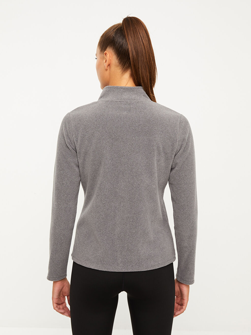 LCW OUTDOOR Stand Up Collar Straight Long Sleeve Fleece Outdoor Women's Cardigan -W23888Z8-LAL