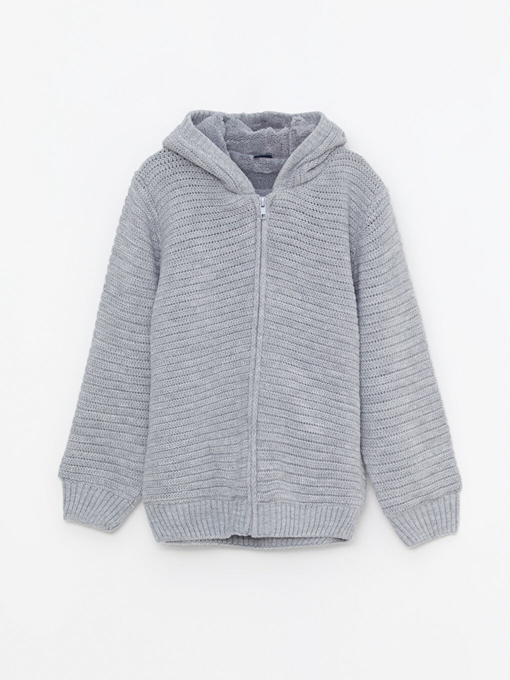 LCW Kids Kapuzierter Schlichter Langarm Jungen Strickjacke mit Reißverschluss -W23889Z4-DW2