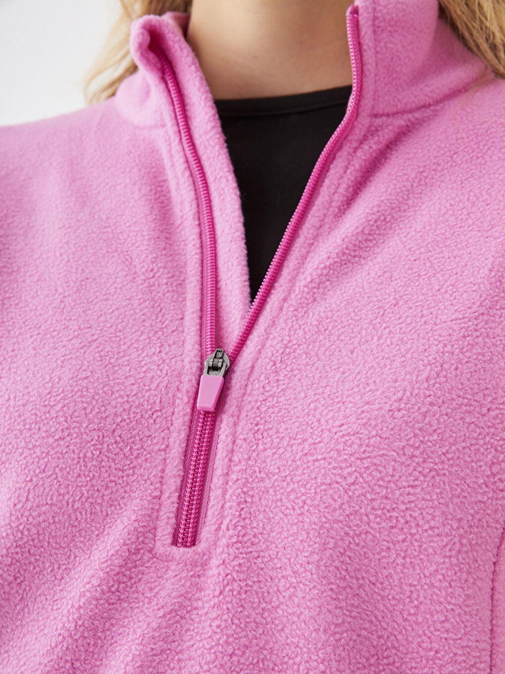 Funnel Neck Plain Long Sleeve Women's Sweatshirt-6