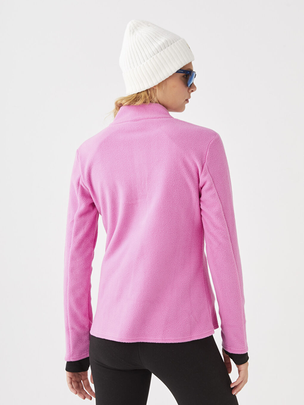 Funnel Neck Plain Long Sleeve Women's Sweatshirt-8