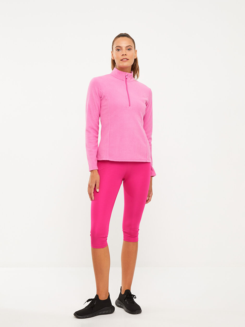Funnel Neck Plain Long Sleeve Women's Sweatshirt-5