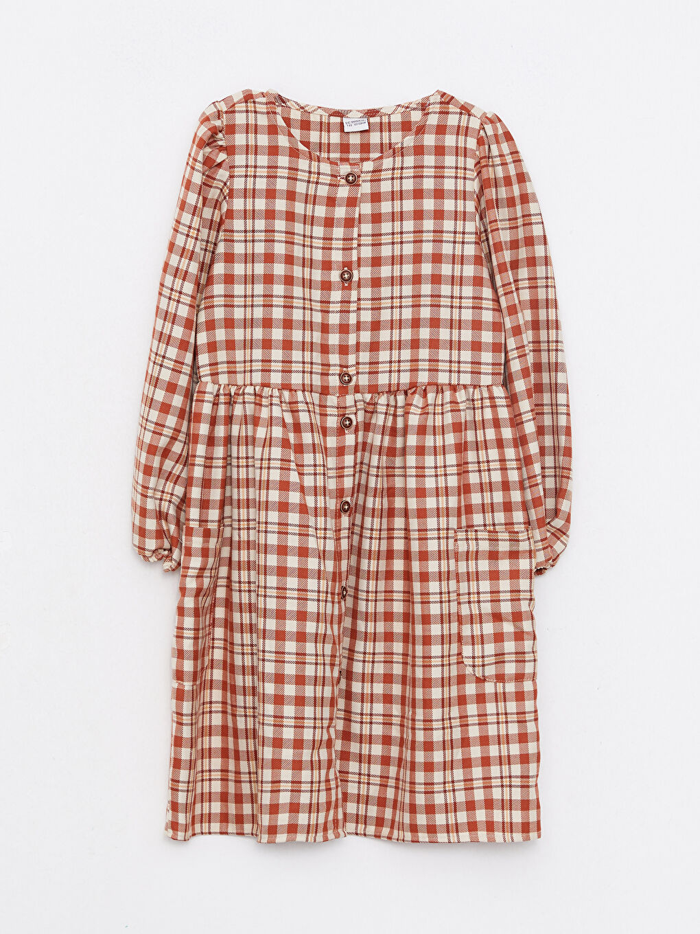 LCW Kids Rundhalsausschnitt Karo Langarm Mädchenkleid -W23908Z4-LLL
