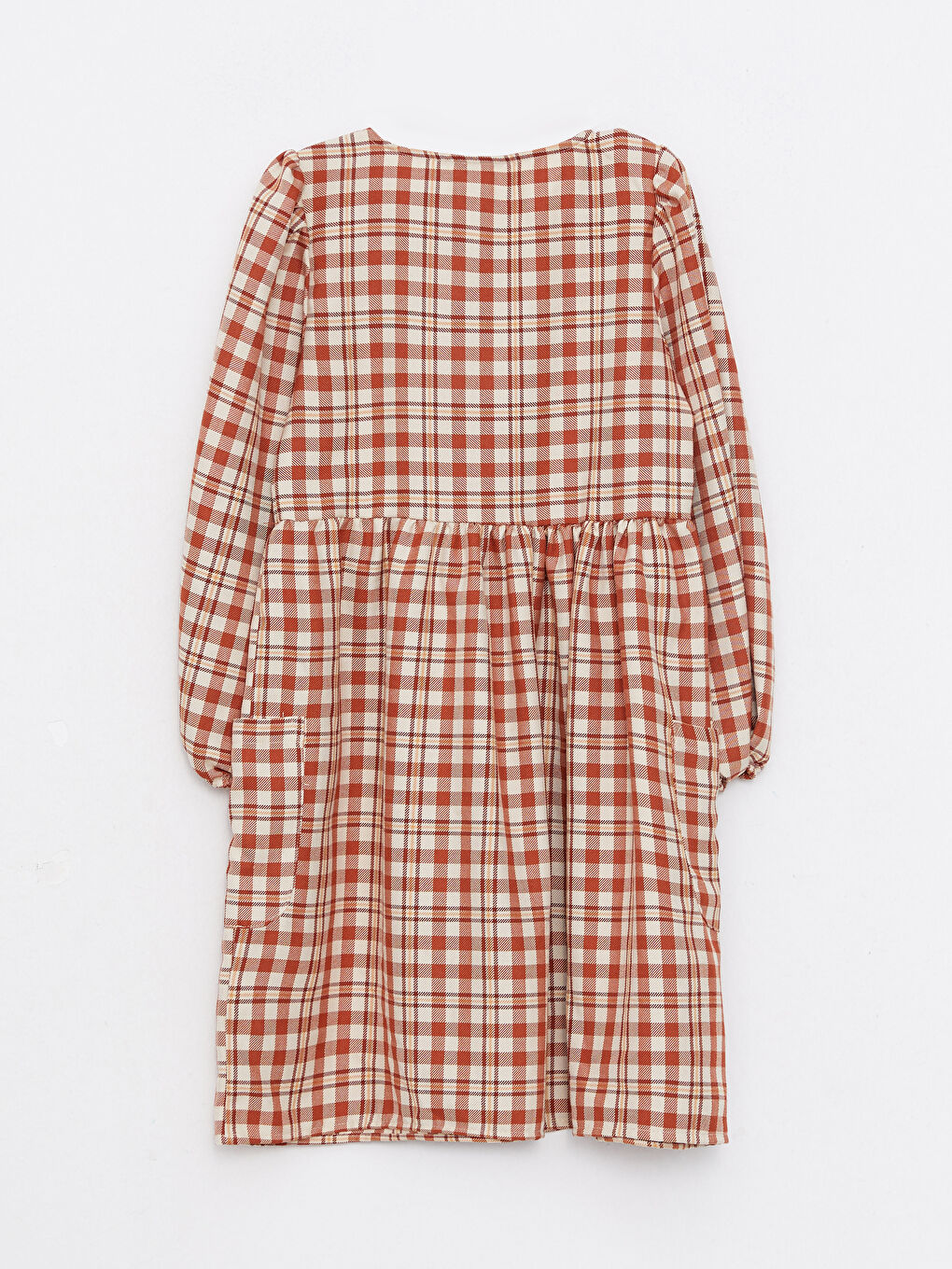 LCW Kids Rundhalsausschnitt Karo Langarm Mädchenkleid -W23908Z4-LLL