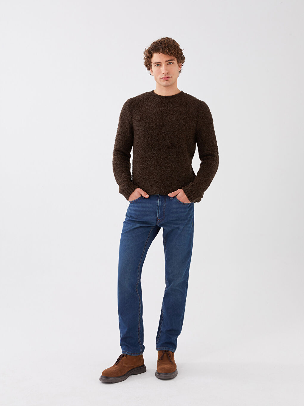 Yeşil 779 Regular Fit İçi Polarlı Kışlık Erkek Jean Pantolon