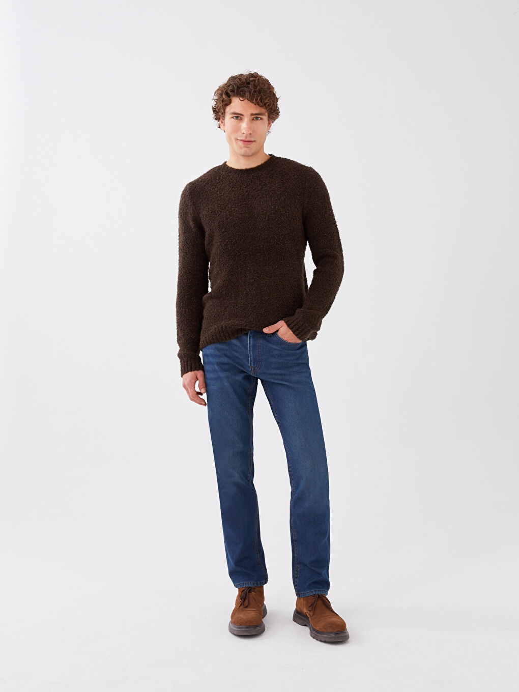 Yeşil 779 Regular Fit İçi Polarlı Kışlık Erkek Jean Pantolon-1