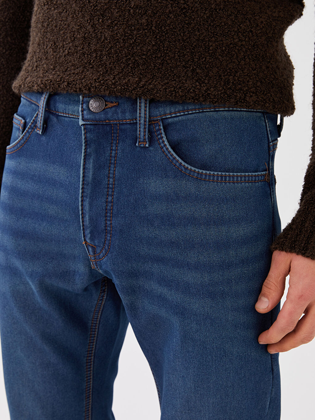 Yeşil 779 Regular Fit İçi Polarlı Kışlık Erkek Jean Pantolon-2