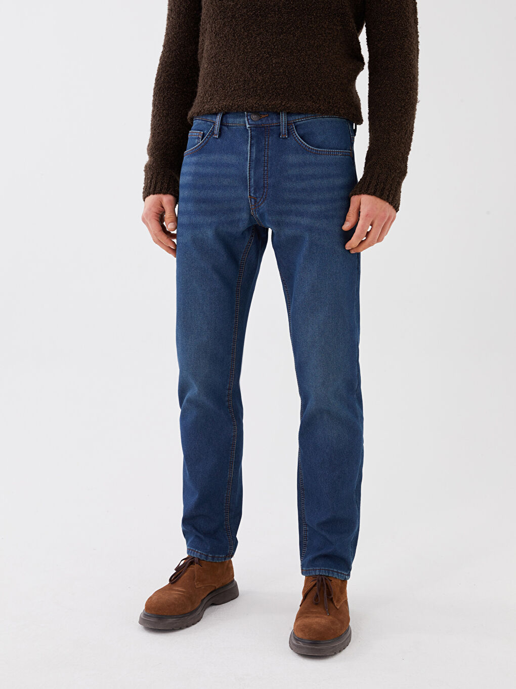 Yeşil 779 Regular Fit İçi Polarlı Kışlık Erkek Jean Pantolon-4