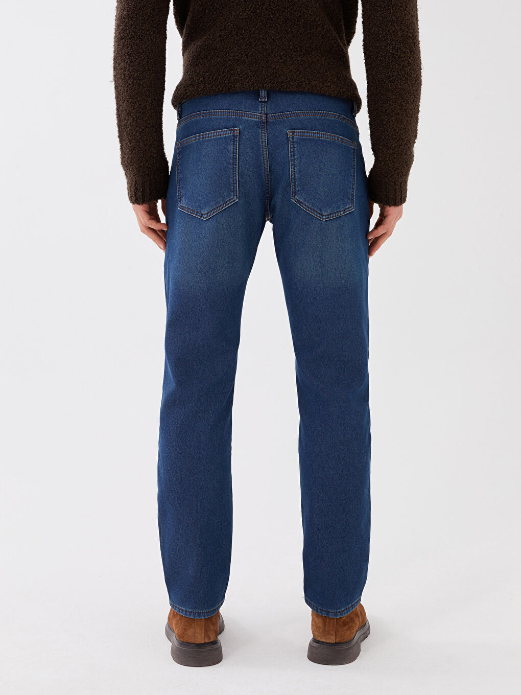 Yeşil 779 Regular Fit İçi Polarlı Kışlık Erkek Jean Pantolon-5