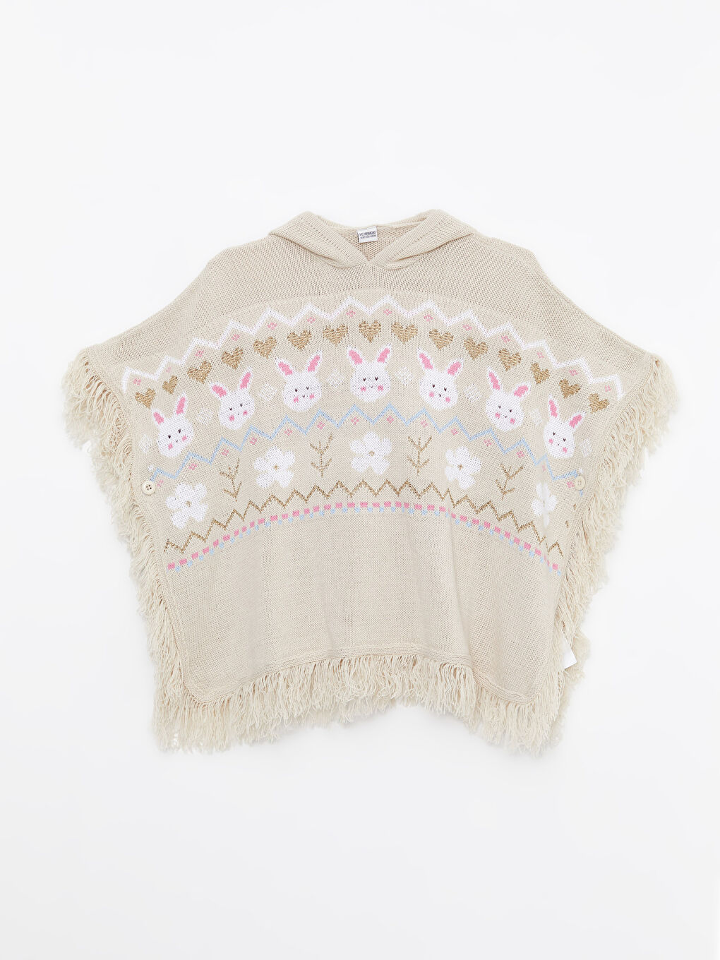 LCW Kids Gemusterter Mädchen-Strick-Poncho mit Kapuze -W23938Z4-FSU
