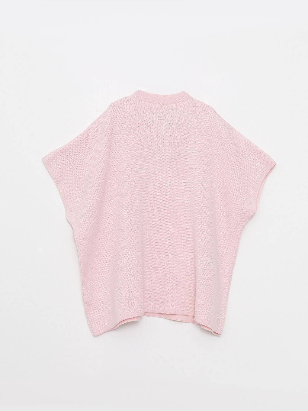 Crew Neck Basic Short Sleeve Girls Knitwear Poncho-1