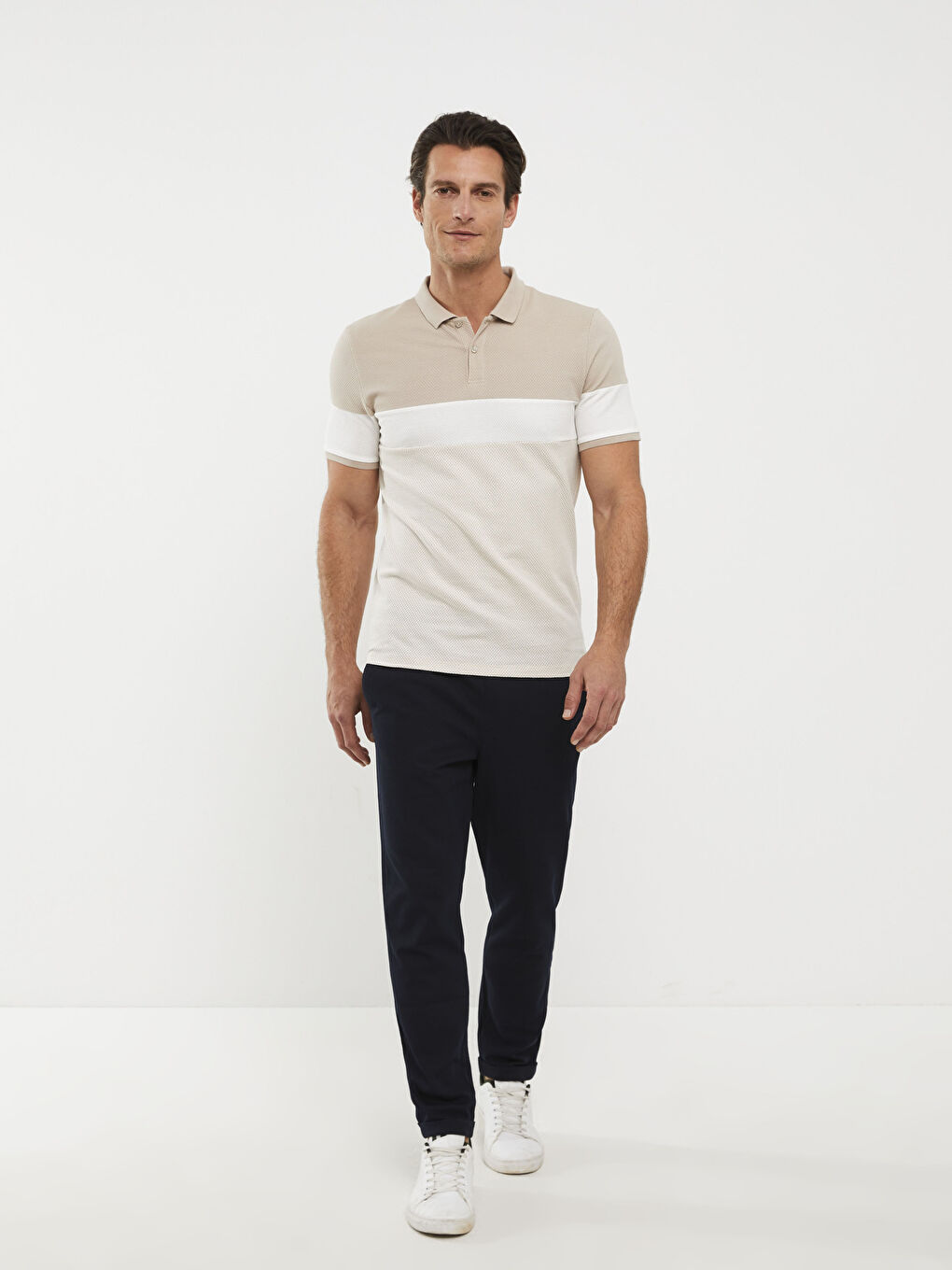 Lacivert Slim Fit Beli Bağlama Detaylı Erkek Pantolon-1