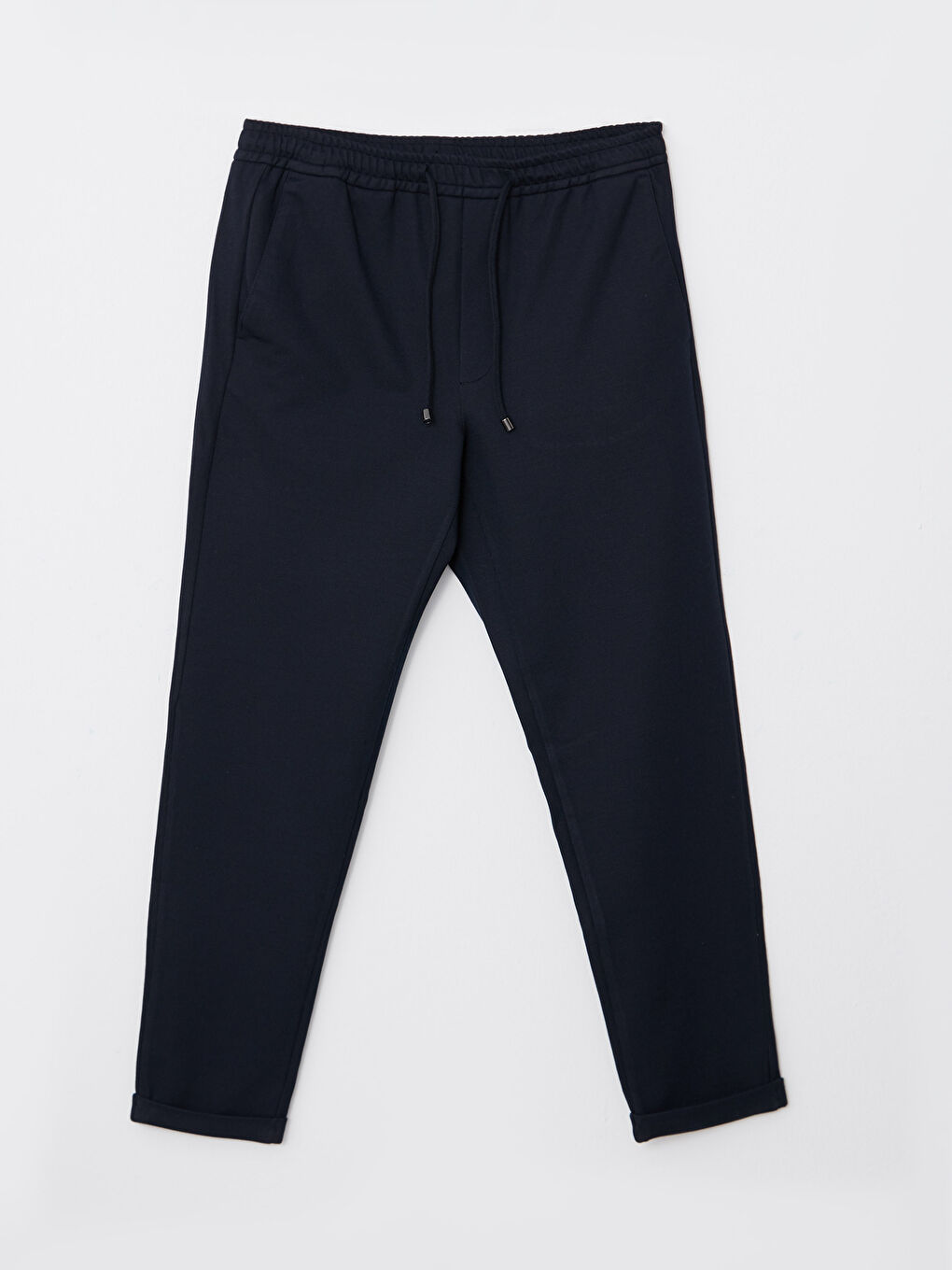 Lacivert Slim Fit Beli Bağlama Detaylı Erkek Pantolon-5