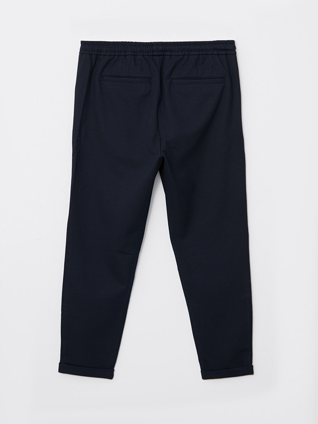 Lacivert Slim Fit Beli Bağlama Detaylı Erkek Pantolon-6