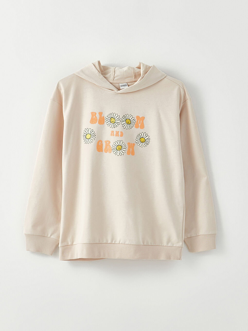 LCW Kids سويت شيرت بكابوش مطبوع كم طويل وبنطلون رياضي للبنات -W23970Z4-FVU