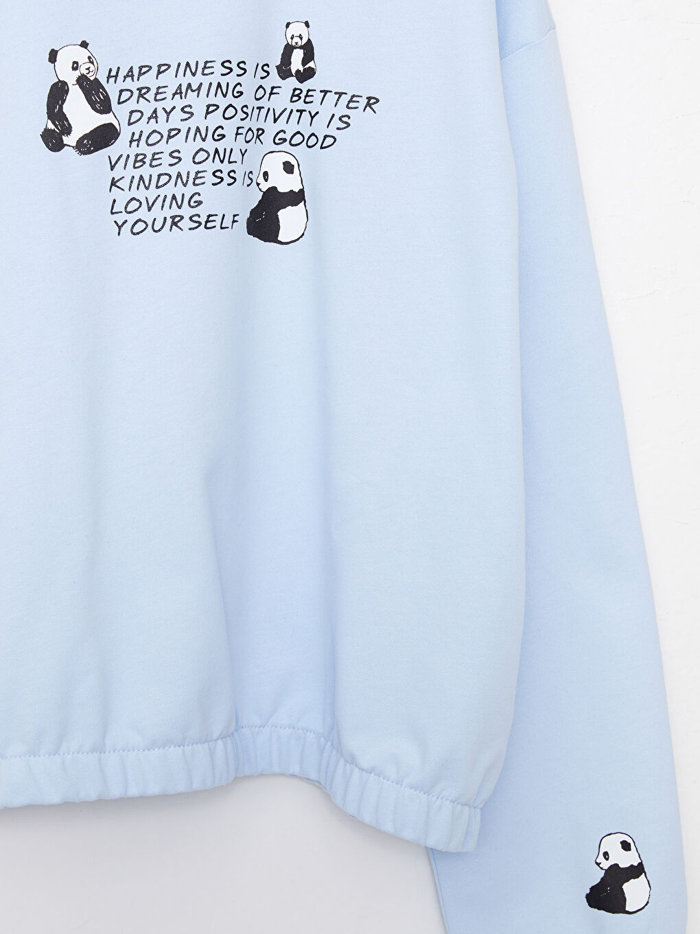 Mavi Kapüşonlu Baskılı Uzun Kollu Kız Çocuk Sweatshirt ve Tayt-2