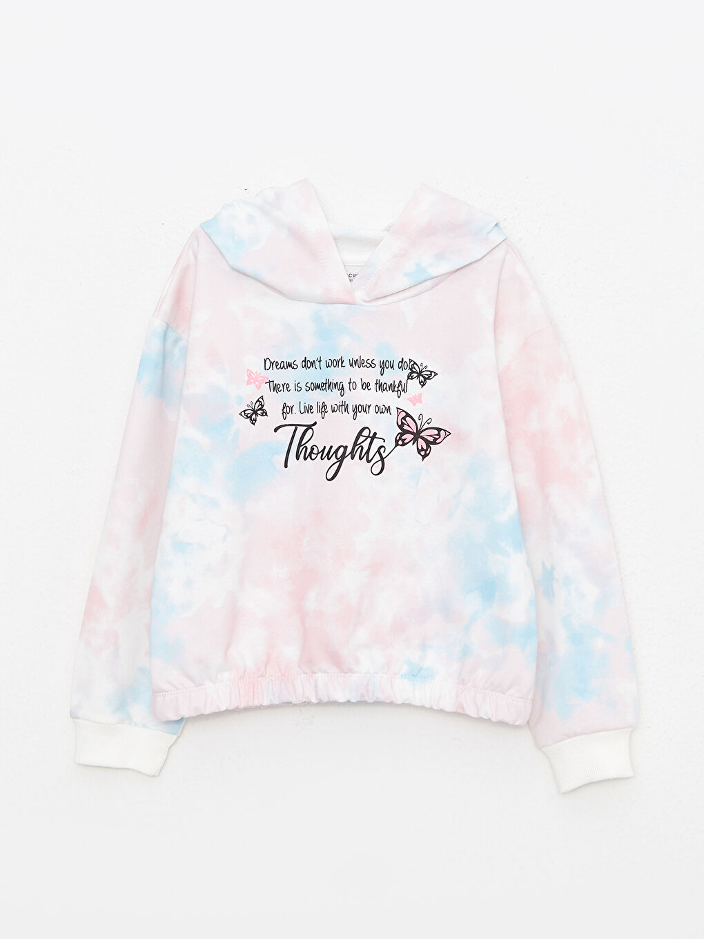 Karışık Kapüşonlu Baskılı Uzun Kollu Kız Çocuk Sweatshirt ve Eşofman Altı-1