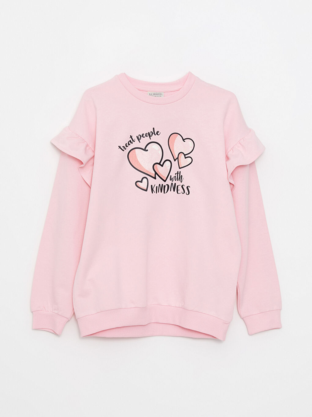 Свитшот с круглым вырезом, с принтом и длинным рукавом, и леггинсы для девочек-1