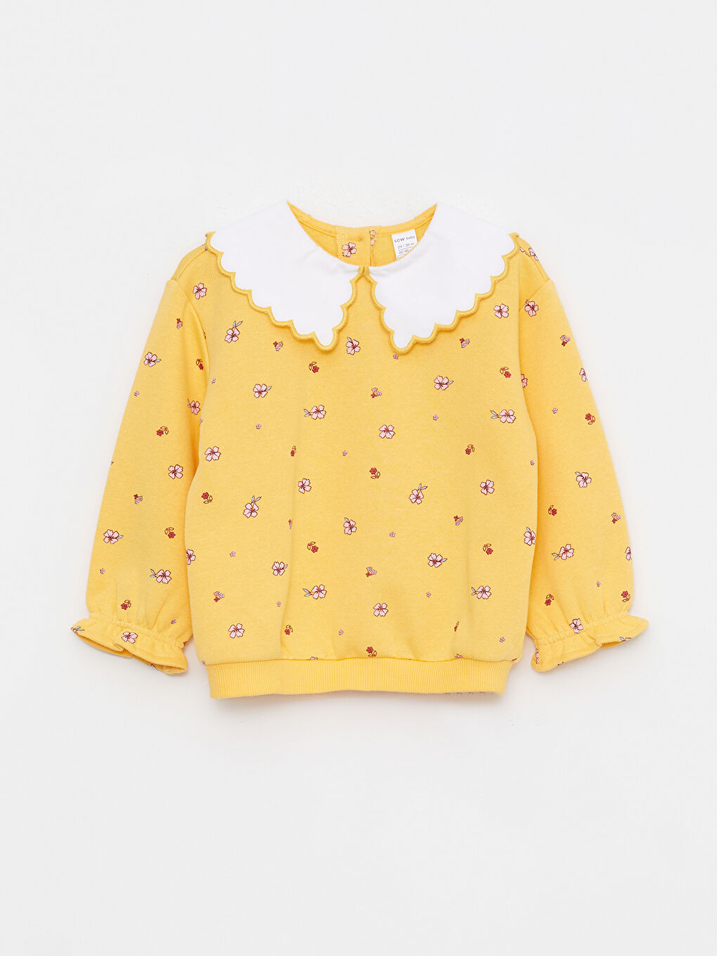 Bebe Collar Long Sleeve Patterned Baby Girl Sweatshirt