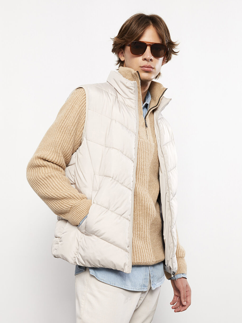 Standard Fit Funnel Neck Men's Waistcoat-2