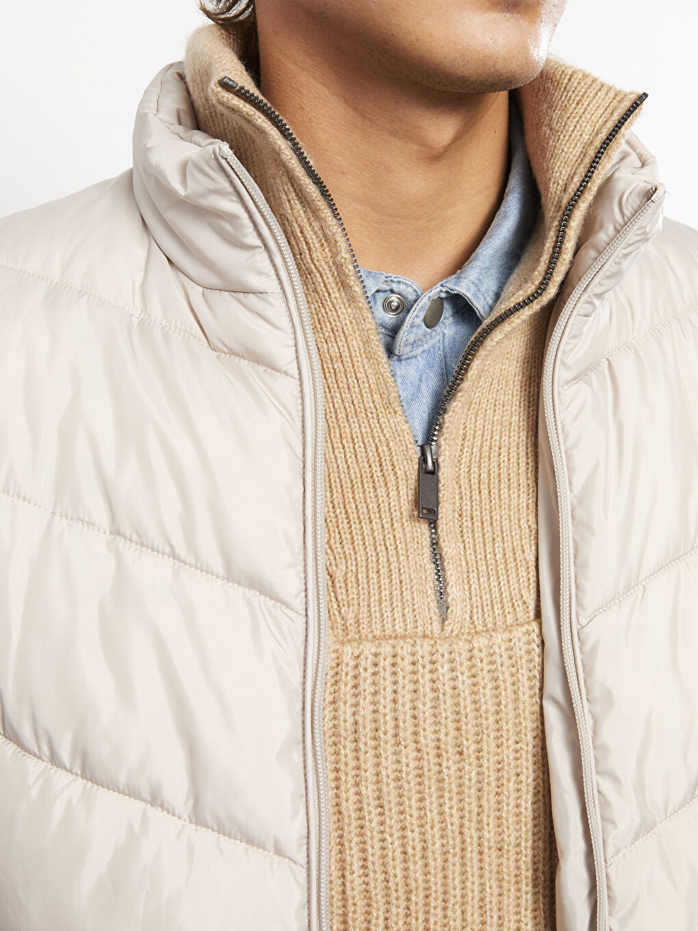 Standard Fit Funnel Neck Men's Waistcoat-3