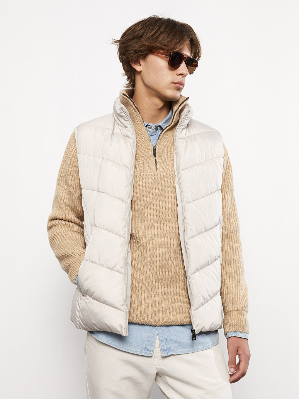 Standard Fit Funnel Neck Men's Waistcoat-1